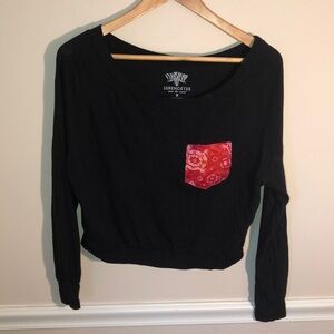 Serengetee Black Crop Pocket Shirt Small